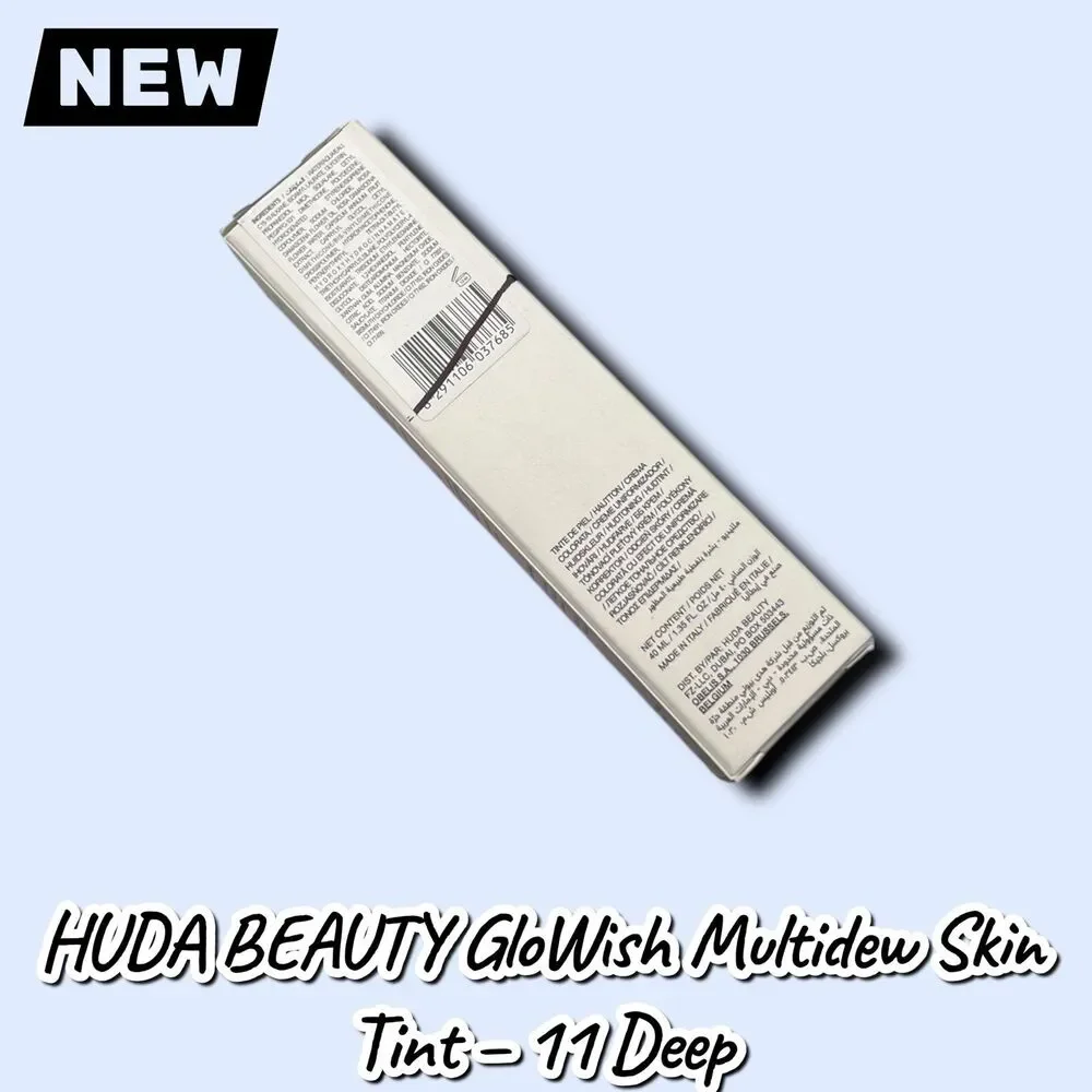New NIB HUDA BEAUTY GloWish Multidew Skin Tint – Shade 11 Deep – 40ml